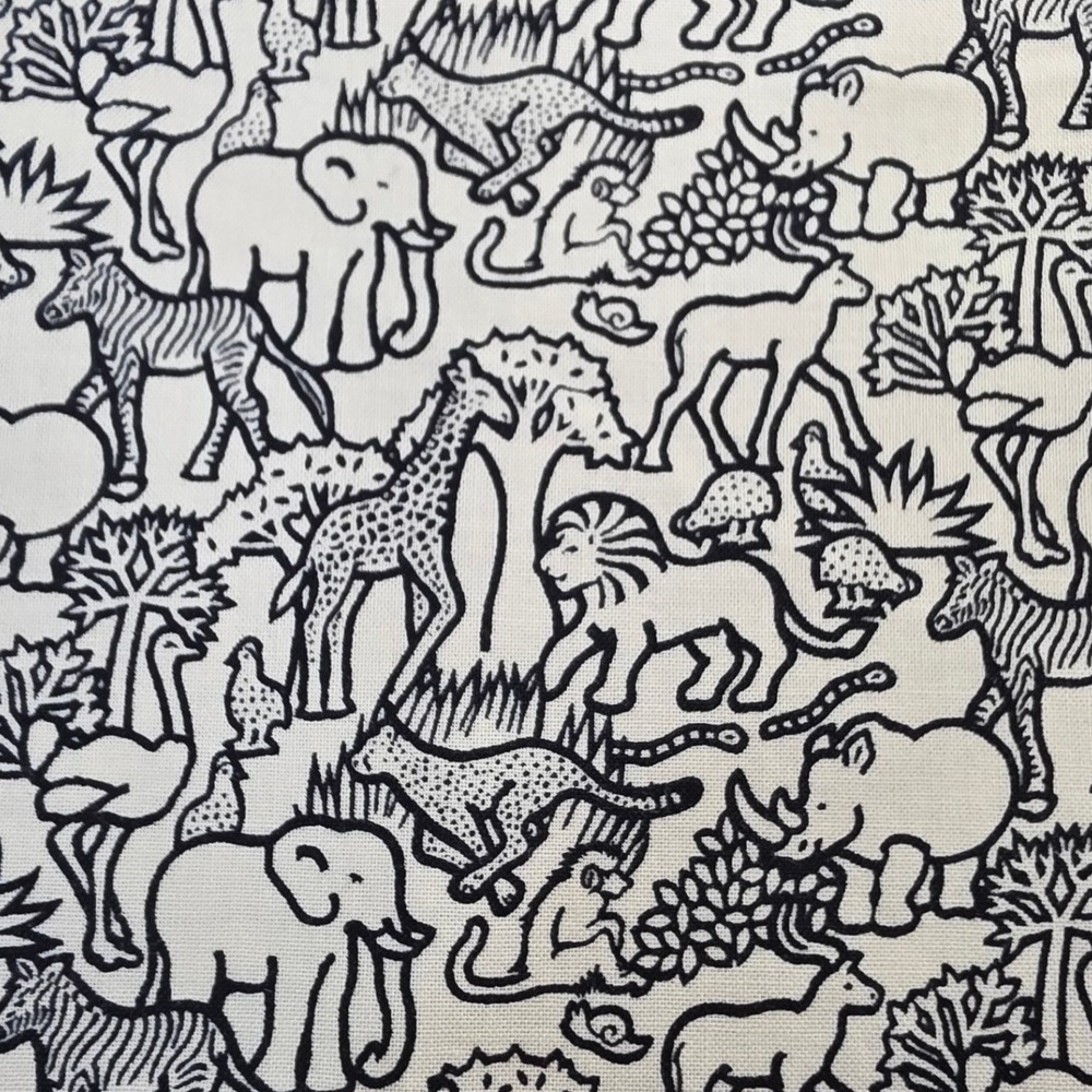 Safari Animal Canvas Fabric Black White 12x42 1/4 Yard